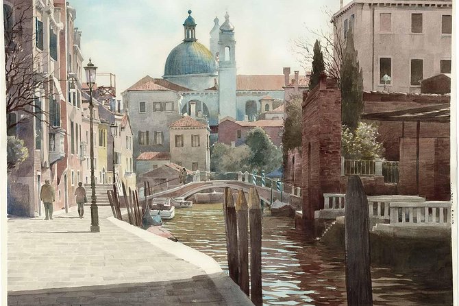 Venetian Watercolors Painting Workshop at the Historic Art Circle - How Nicola teaches: sketch first, then watercolor washes
