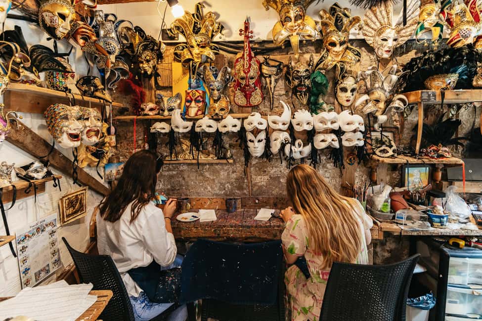 Venice: Carnival Mask Workshop - The Workshop Process: From Pencil Guide to Paint, Glitter, and Drying